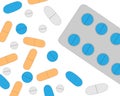 Set Medicines pills and capsules vector illustration.